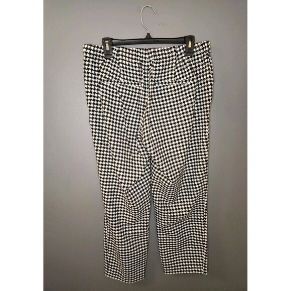Old Navy Pants Women's 10 Black White Houndstooth Pull On Ankle Straight Stretch - Picture 2 of 4
